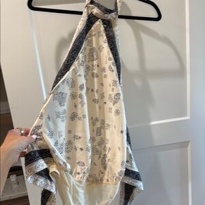 Black and Cream Patterned Halter Top